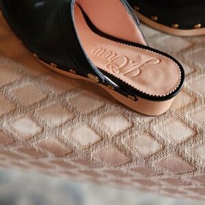 J Crew black leather Clogs